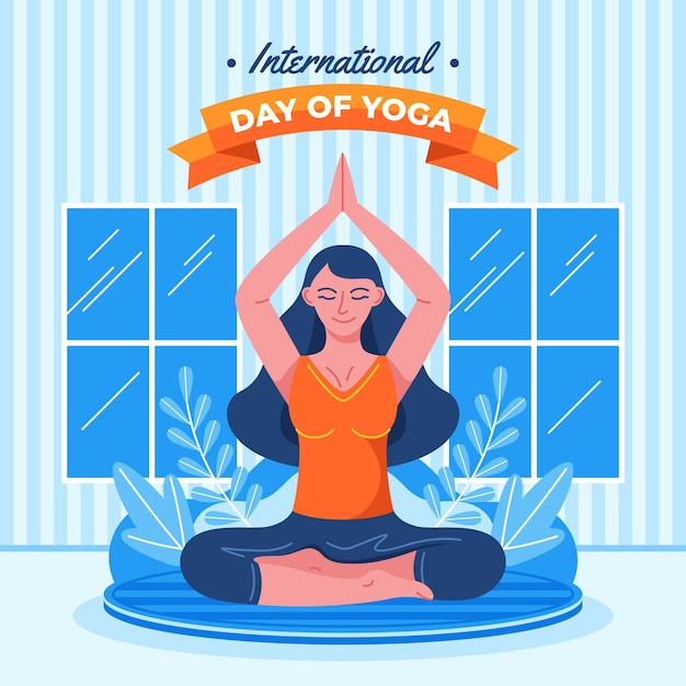 Vector gratuito día internacional plano orgánico de la ilustración del yoga.