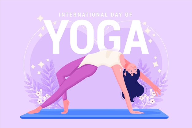 Día internacional plano orgánico de la ilustración del yoga.