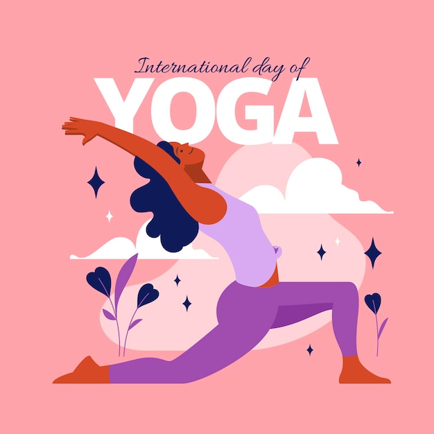 Día internacional plano orgánico de la ilustración del yoga.