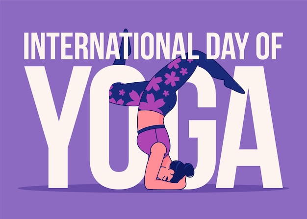 Día internacional plano orgánico de la ilustración del yoga.