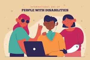 Vector gratuito día internacional plano de las personas con discapacidad.