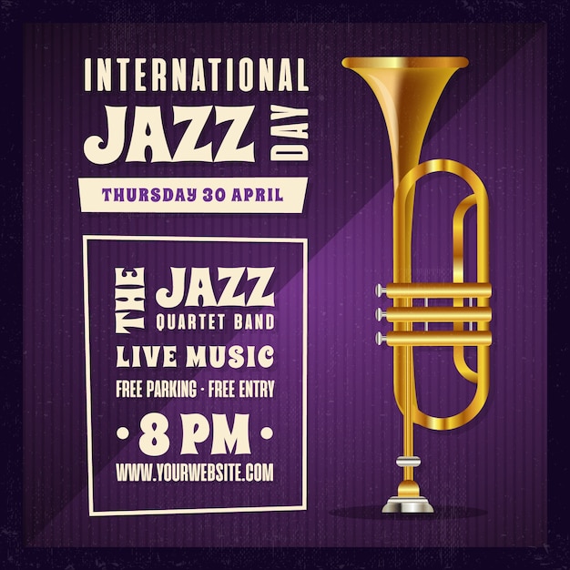Vector gratuito día internacional realista del jazz