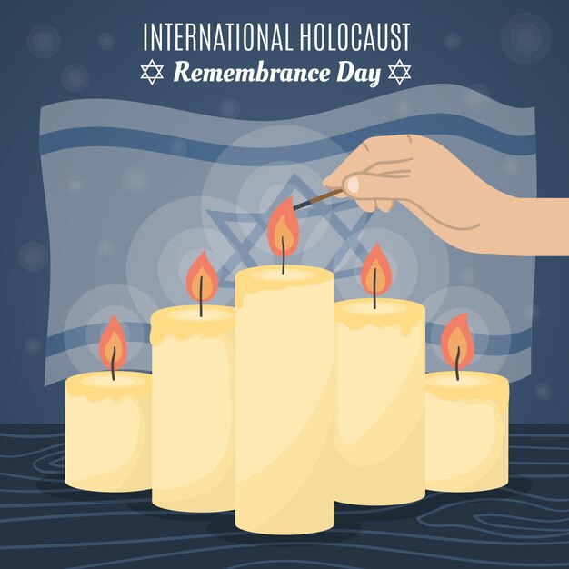 Día internacional del recuerdo del holocausto dibujado a mano