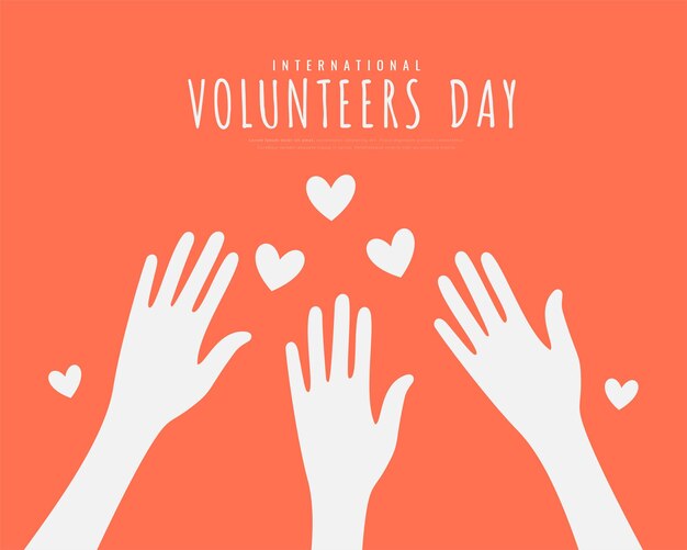 el día internacional de los voluntarios pone las manos en el fondo para el vector de campamento de salud