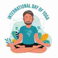 Vector gratuito dia internacional del yoga con el hombre