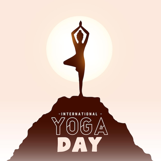 Vector gratuito el día internacional del yoga por la mañana de fondo mujer en la postura de surya namaskar