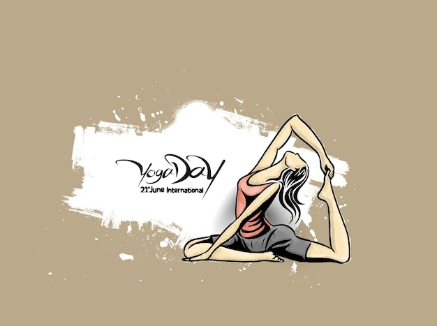 Día Internacional del Yoga Mujer joven Medita Resumen Publicar anuncio Banner Vector ilustración