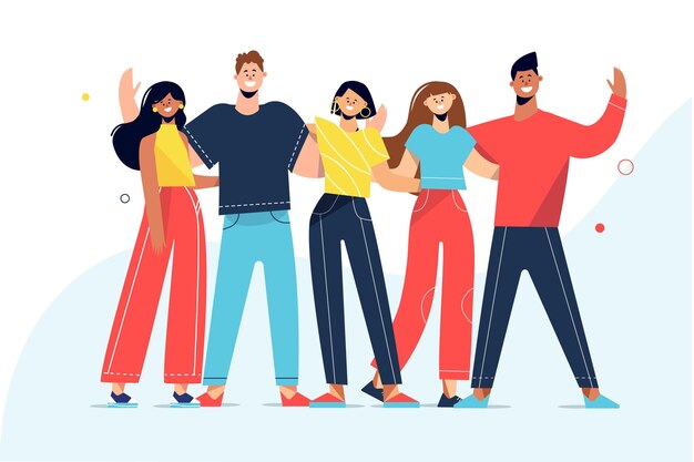 Día de la juventud con gente abrazando juntos ilustración