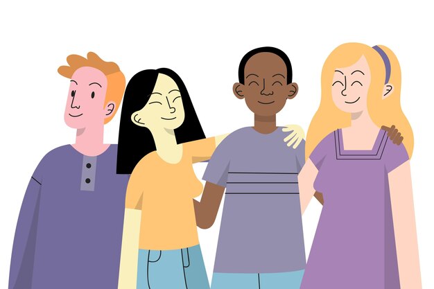 Día de la juventud con personas abrazándose juntas