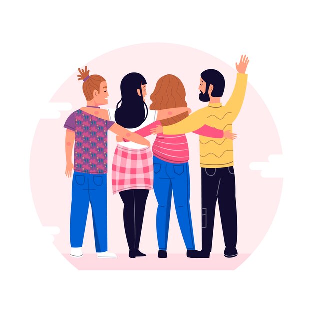 Día de la juventud con personas abrazándose juntas