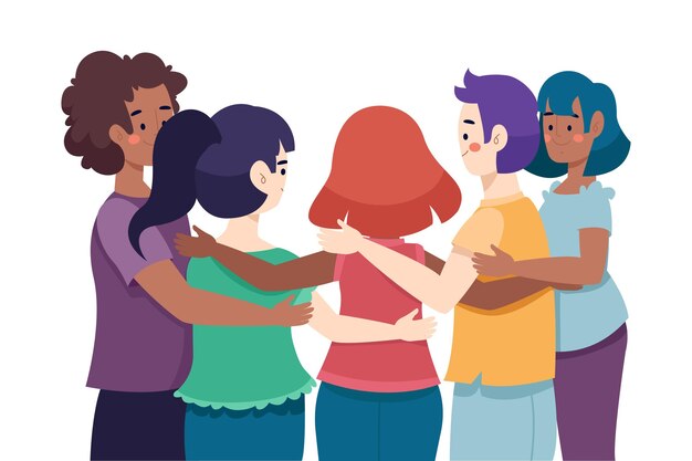 Día de la juventud con personas abrazándose