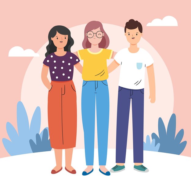 Día de la juventud con personas abrazándose