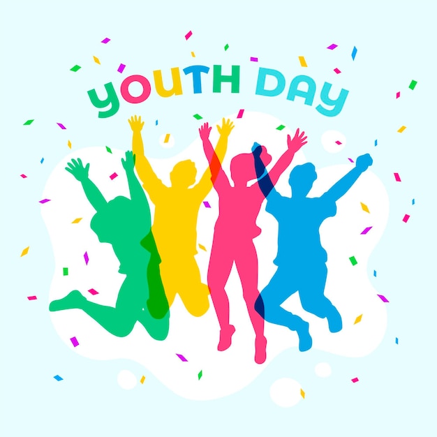 Día de la juventud saltando siluetas de personas