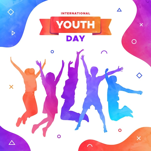 Día de la juventud - siluetas de personas saltando