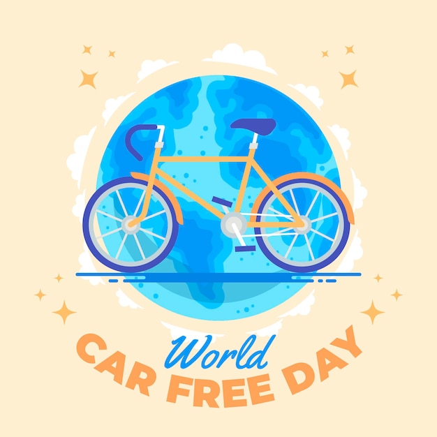 Día libre del mundo del automóvil de diseño plano