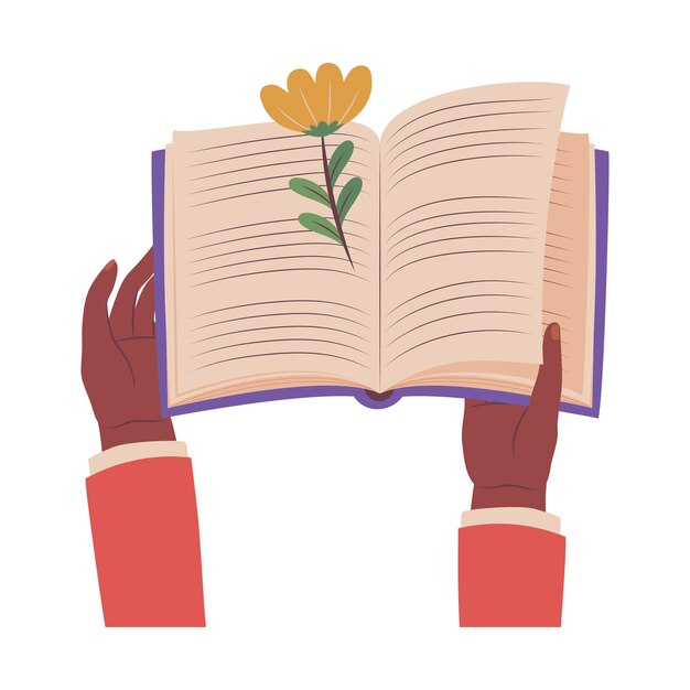 y el día del libro las manos del icono del libro