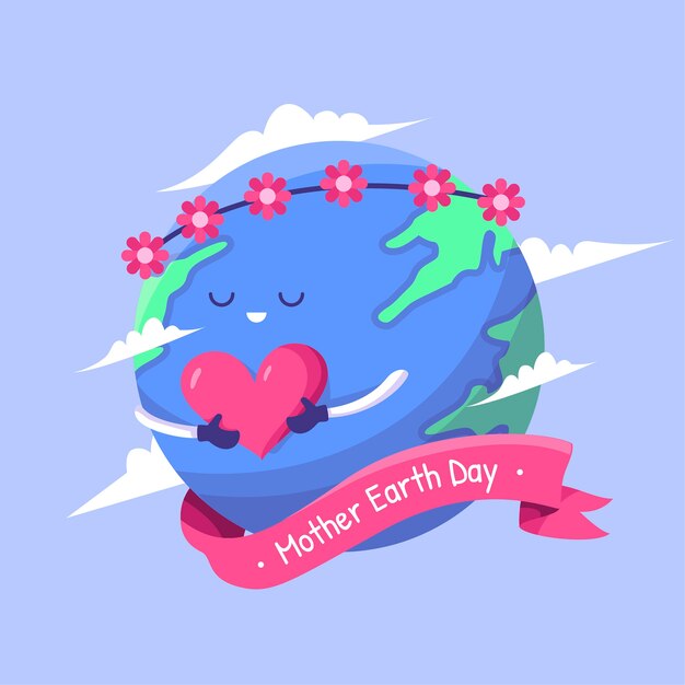 Día de la madre tierra en diseño plano