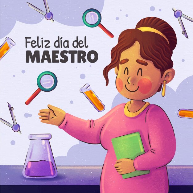 Día del maestro acuarela en español ilustración.