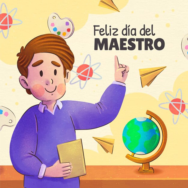 Día del maestro acuarela en español ilustración.