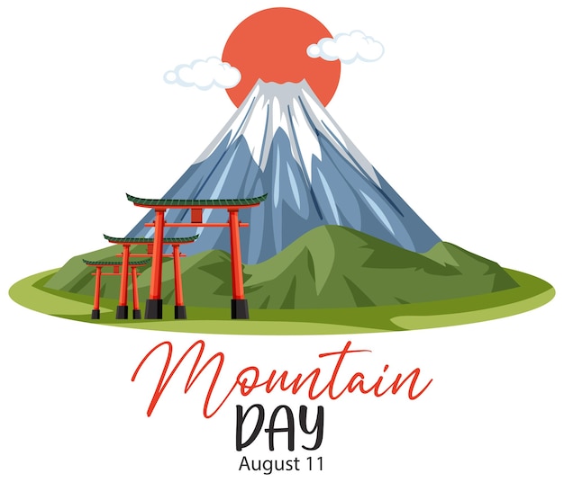 Vector gratuito día de la montaña en japón el 11 de agosto banner con el monte fuji