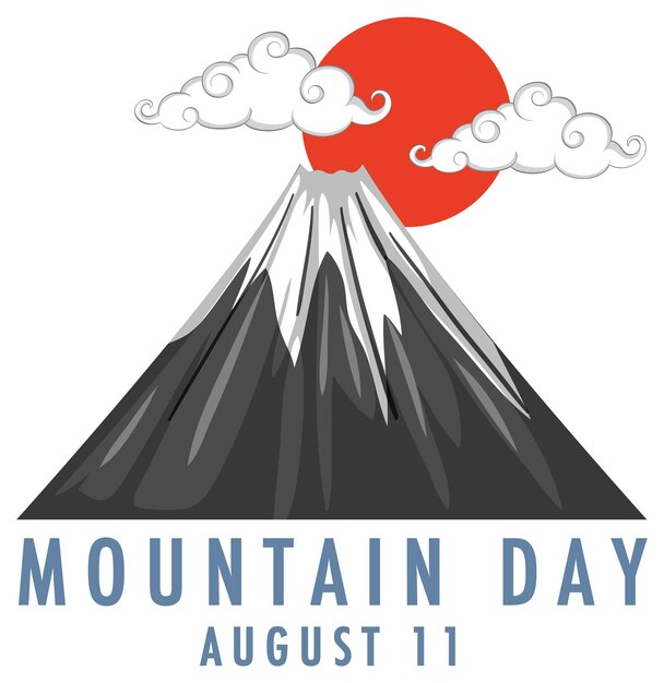 Día de la montaña en Japón el 11 de agosto banner con el monte Fuji