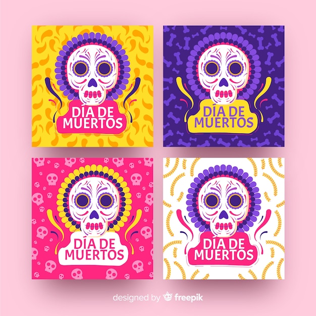 Día de muertos avatar colección de publicaciones en redes sociales