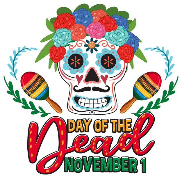 Vector gratuito dia de muertos con calavera de calaca