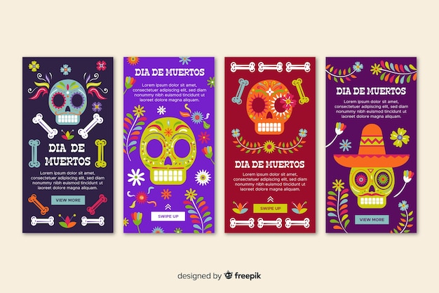 Día de muertos colección de historias de instagram