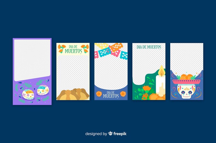 Vector gratuito día de muertos colección de historias de instagram