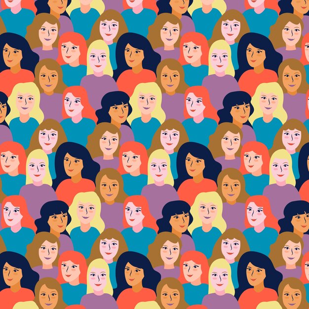 Día de la mujer patrón de rostros de mujeres