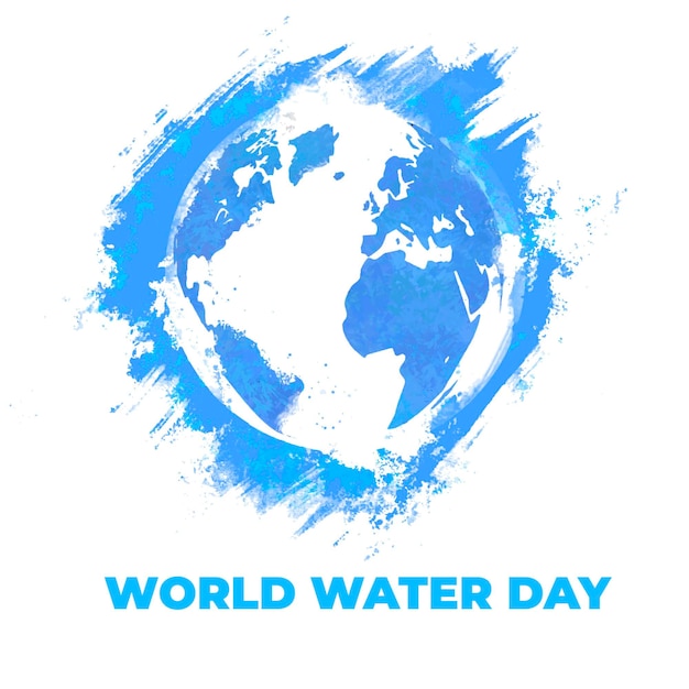 Día mundial del agua azul acuarela