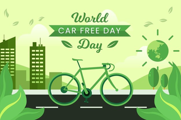 Día mundial sin automóviles con bicicleta