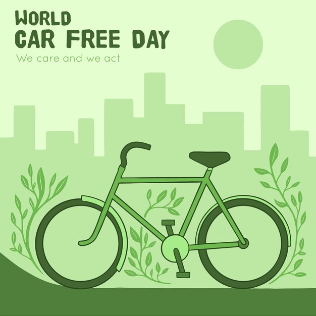 Día mundial sin automóviles con bicicleta