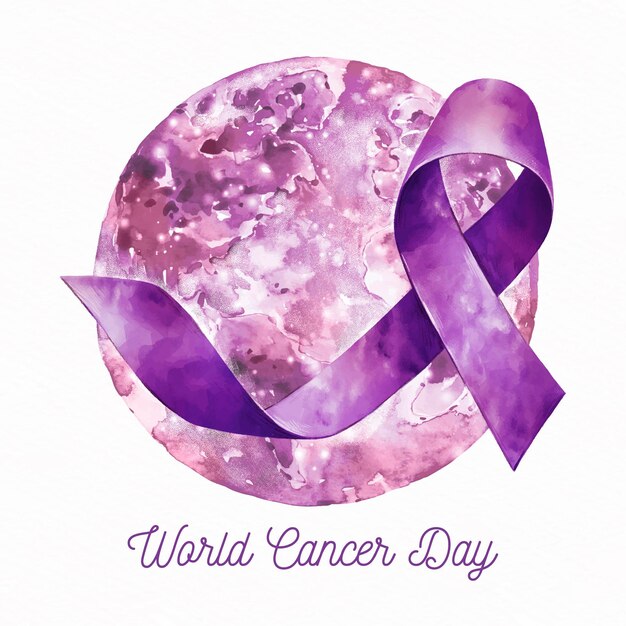 Día mundial del cáncer en acuarela