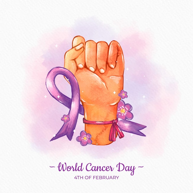 Día mundial del cáncer en acuarela