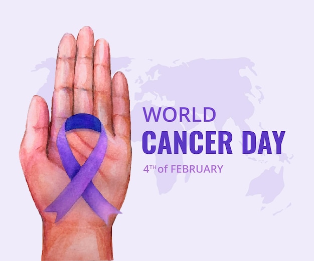 Día mundial del cáncer en acuarela