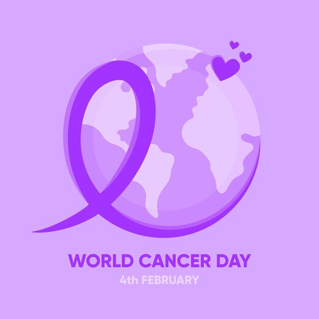 Día mundial del cáncer en diseño plano