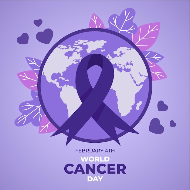 Día mundial del cáncer en diseño plano