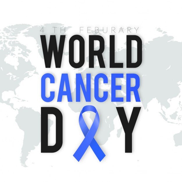 Vector gratuito día mundial del cancer, letras azules y negras