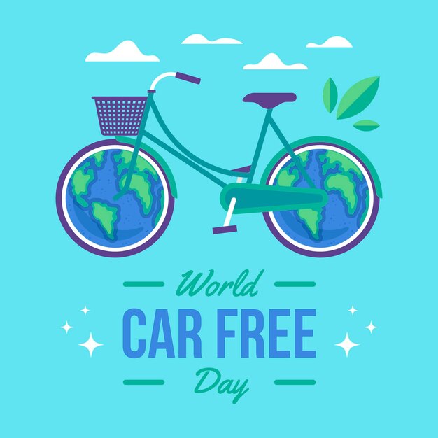 Día mundial sin coches del diseño plano