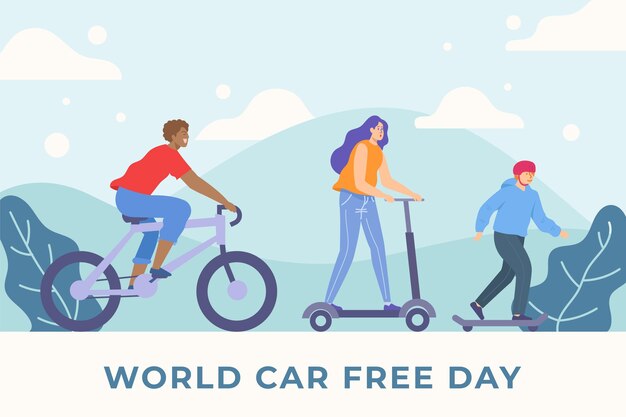 Día mundial sin coches del diseño plano