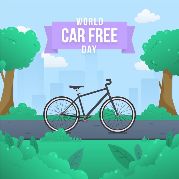 Día mundial sin coches del diseño plano
