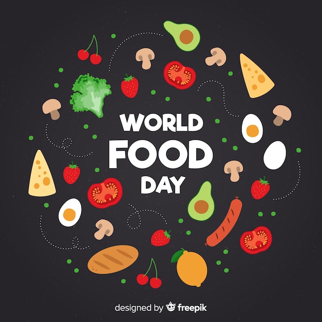 Día mundial de la comida con alimentos en diseño plano