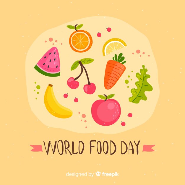 Día mundial de la comida de estilo plano