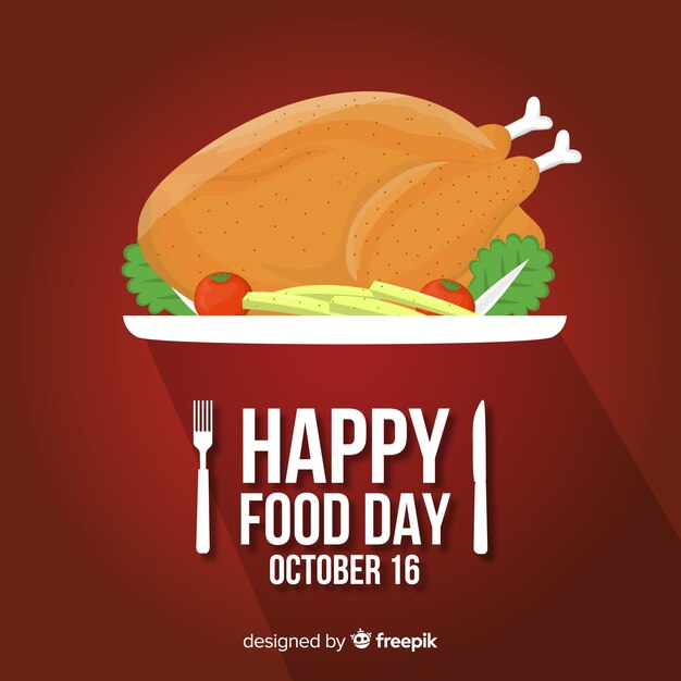 Día mundial de la comida plana con pollo con personal