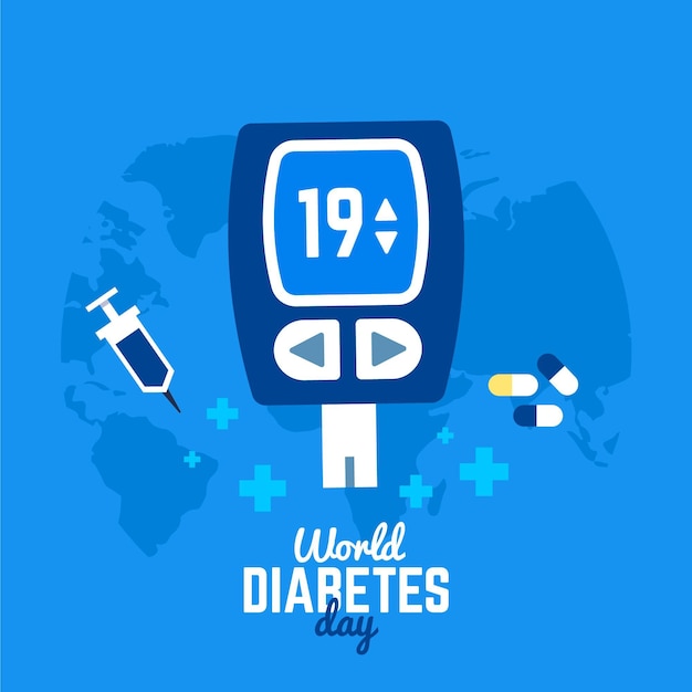 Dia mundial de la diabetes en diseño plano