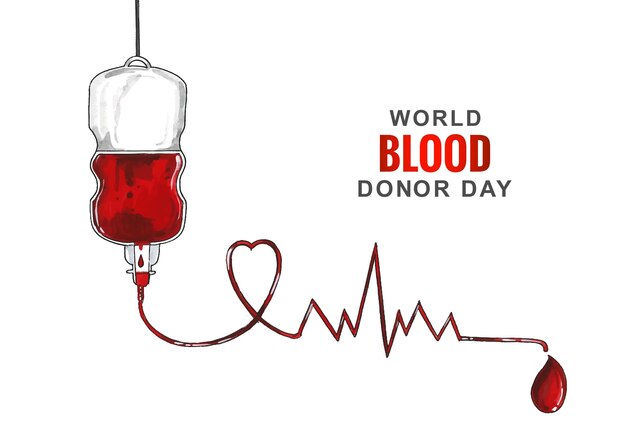 Día mundial del donante de sangre y una botella con fondo de tubos.