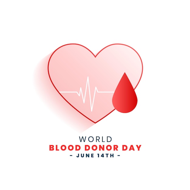 Día mundial del donante de sangre con corazón y gota de sangre.