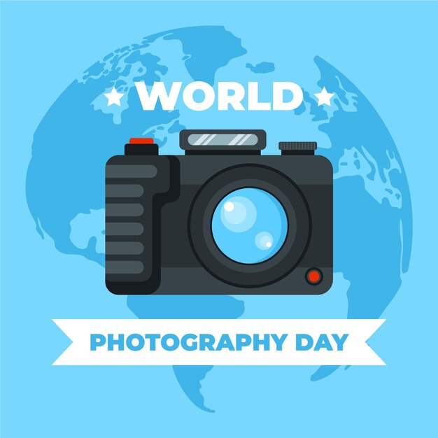 Día mundial de la fotografía de diseño plano