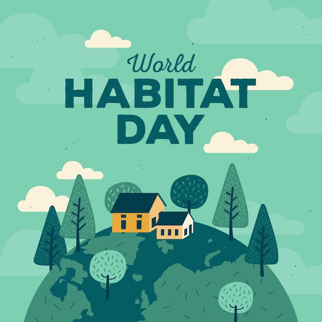 Vector gratuito día mundial del hábitat del diseño plano